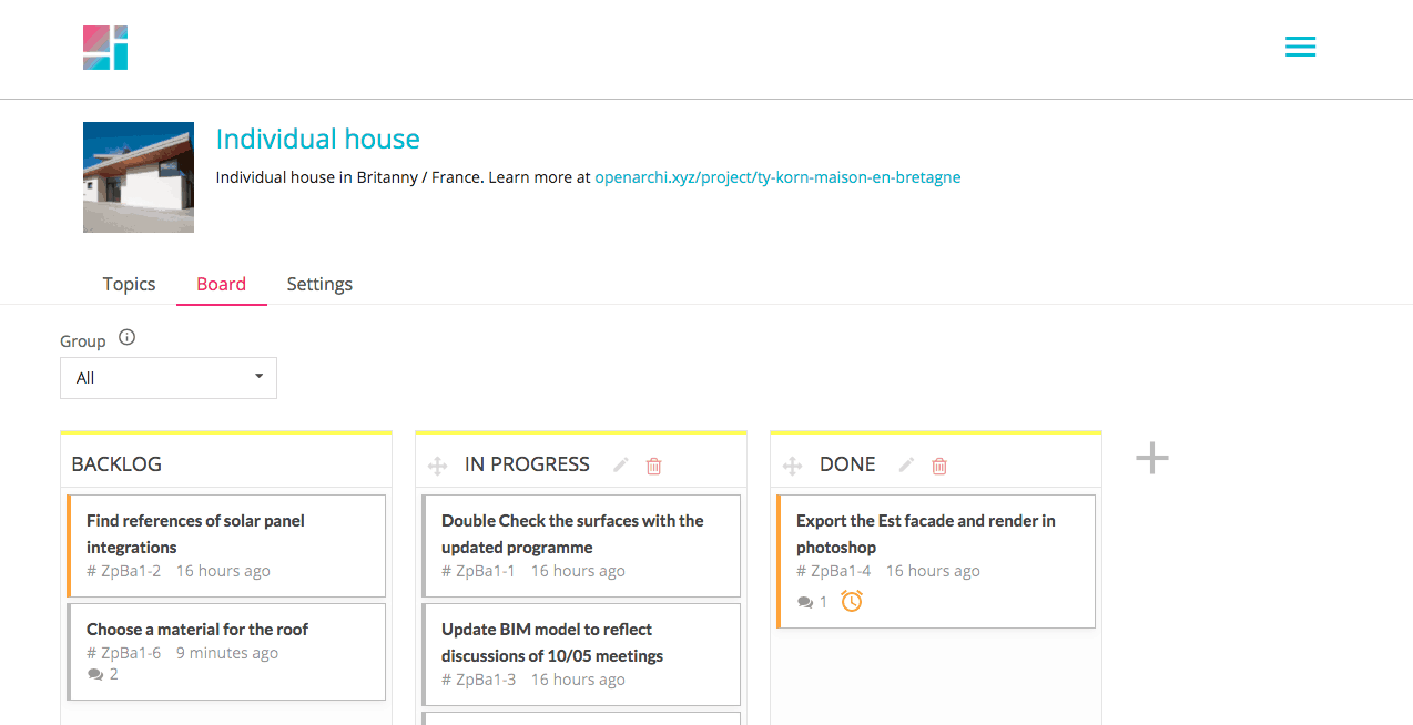 bricks app kanban board for architecture